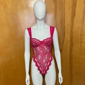 Vintage Victoria's Secret Fuchsia Lace Bodysuit
